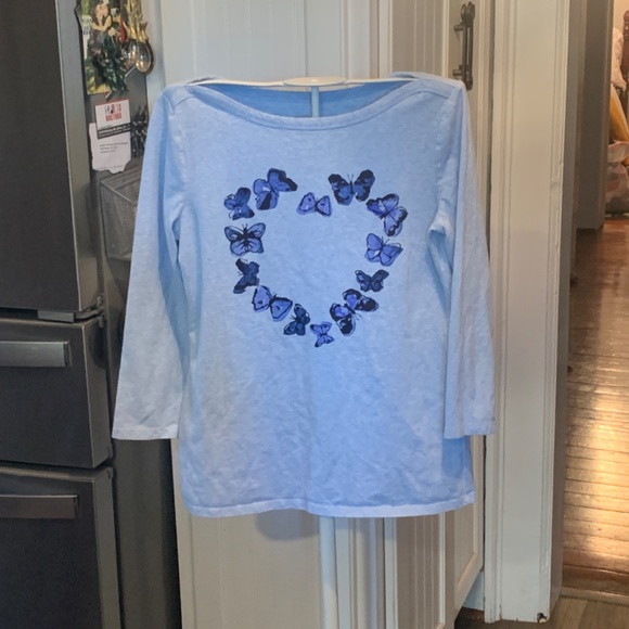 Talbots cotton‎ Bateau neck tee- fluttering heart  tee. Worn a few times - Picture 3 of 5